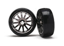 Tires & wheels assembled glued 12-spoke black chrome wheels slick tires 2