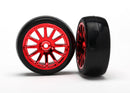 Tires & wheels assembled glued 12-spoke red chrome wheels slick tires 2