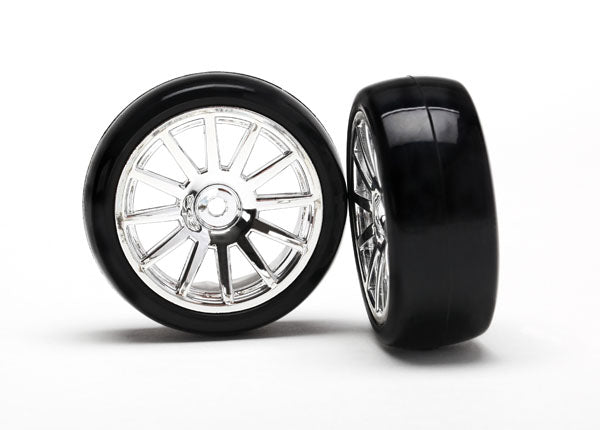 Tires & wheels assembled glued 12-spoke chrome wheels slick tires 2