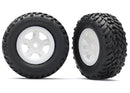 Tires and wheels assembled glued SCT white wheels SCT off-road racing tires 1 each right & left