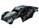 Body X-Maxx  blue painted decals applied assembled with front & rear body mounts rear body support and tailgate protector