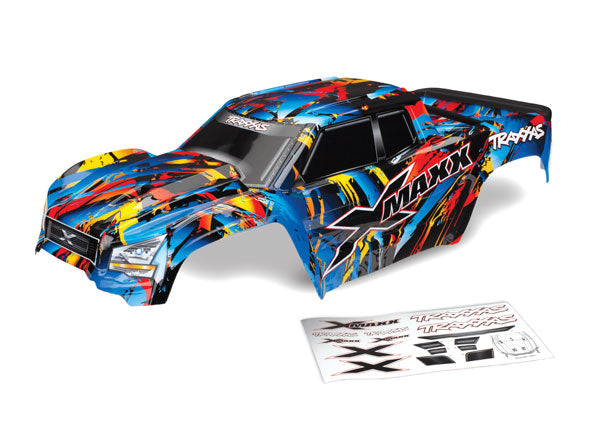 Body X-Maxx  Rock n Roll painted decals applied assembled with tailgate protector