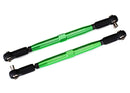 Toe links X-Maxx  TUBES green-anodized 7075-T6 aluminum stronger than titanium 157mm 2 rod ends assembled with steel hollow balls 4 aluminum wrench 10mm 1