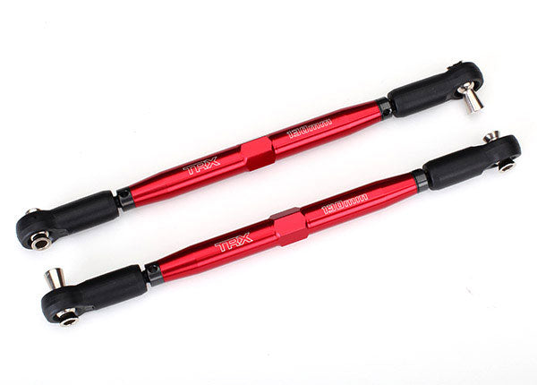 Toe links X-Maxx  TUBES red-anodized 7075-T6 aluminum stronger than titanium 157mm 2 rod ends assembled with steel hollow balls 4 aluminum wrench 10mm 1