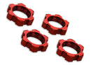 Wheel nuts splined 17mm serrated red-anodized 4