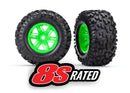 Tires & wheels assembled glued X-Maxx  green wheels Maxx  AT tires foam inserts left & right 2