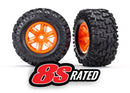 Tires & wheels assembled glued X-Maxx  orange wheels Maxx  AT tires foam inserts left & right 2