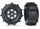 Tires & wheels assembled glued X-Maxx  black wheels paddle tires foam inserts left & right 2