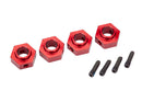 Wheel hubs 12mm hex 6061-T6 aluminum red-anodized 4 screw pin 4
