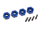 Wheel hubs 12mm hex 6061-T6 aluminum blue-anodized 4 screw pin 4