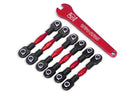Turnbuckles aluminum red-anodized camber links 32mm front 2 camber links 28mm rear 2 toe links 34mm 2 aluminum wrench