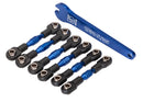 Turnbuckles aluminum blue-anodized camber links 32mm front 2 camber links 28mm rear 2 toe links 34mm 2 aluminum wrench