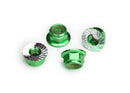 Nuts 5mm flanged nylon locking aluminum green-anodized serrated 4