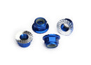Nuts 5mm flanged nylon locking aluminum blue-anodized serrated 4