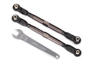 Toe links front Unlimited Desert Racer  TUBES dark titanium anodized 7075-T6 aluminum stronger than titanium 102mm 2 assembled with rod ends and hollow balls aluminum wrench 7mm 1