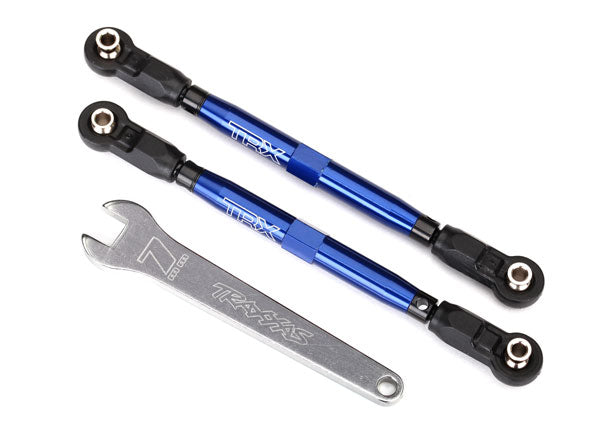 Toe links front Unlimited Desert Racer  TUBES blue-anodized 7075-T6 aluminum stronger than titanium 102mm 2 assembled with rod ends and hollow balls aluminum wrench 7mm 1
