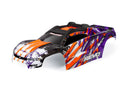 Body E-Revo purple window grille lights decal sheet assembled with front & rear body mounts and rear body support for clipless mounting