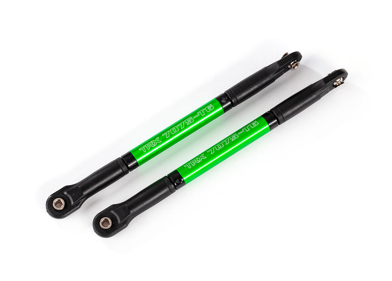 Push rods aluminum green-anodized heavy duty 2 assembled with rod ends and threaded inserts