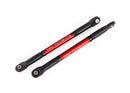 Push rods aluminum red-anodized heavy duty 2 assembled with rod ends and threaded inserts
