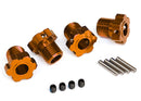 Wheel hubs splined 17mm orange-anodized 4 4x5 GS 4 3x14mm pin 4
