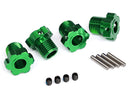 Wheel hubs splined 17mm green-anodized 4 4x5 GS 4 3x14mm pin 4