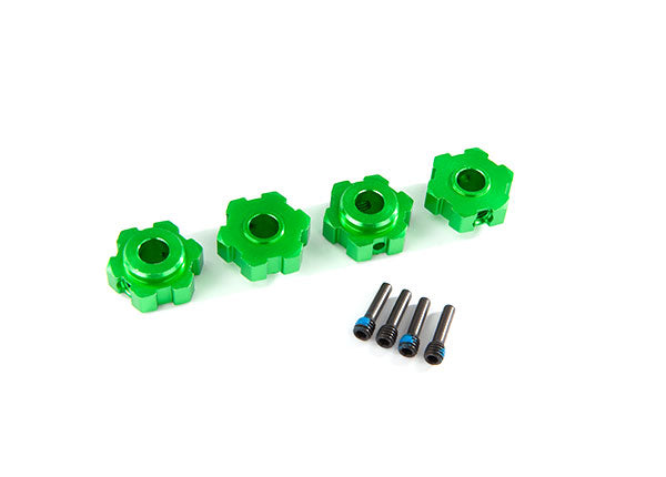 Wheel hubs hex aluminum green-anodized 4 4x13mm screw pins 4