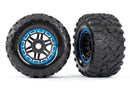 Tires & wheels assembled glued black blue beadlock style wheels Maxx  MT tires foam inserts 2 17mm splined TSM  rated
