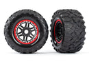 Tires & wheels assembled glued black red beadlock style wheels Maxx  MT tires foam inserts 2 17mm splined TSM  rated