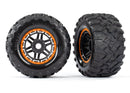 Tires & wheels assembled glued black orange beadlock style wheels Maxx  MT tires foam inserts 2 17mm splined TSM  rated