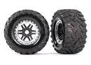 Tires & wheels assembled glued black satin chrome beadlock style wheels Maxx  MT tires foam inserts 2 17mm splined TSM  rated