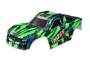 Body Hoss™ 4X4 VXL green window grille lights decal sheet assembled with front & rear body mounts and rear body support for clipless mounting