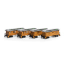 N 34' Old Time Overton Passenger Set, D&RGW (4) Item No. Athearn - ATH12411
