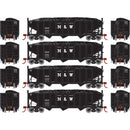 HO RTR 40' 3-Bay Ribbed Hopper with Load, N&W (4)