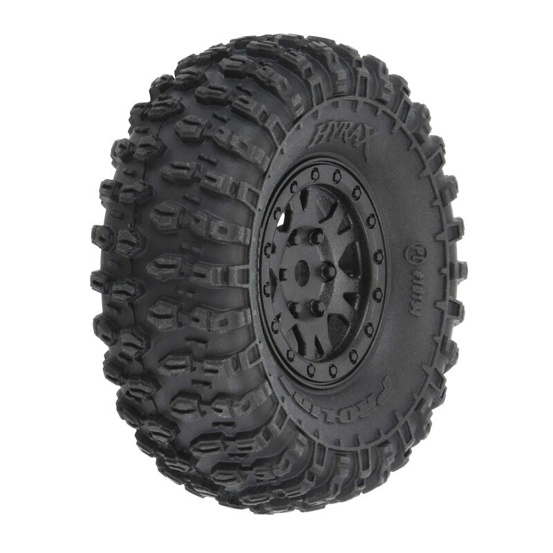 1/24 Hyrax Front/Rear 1.0" Tires Mounted 7mm Black Impulse (4)