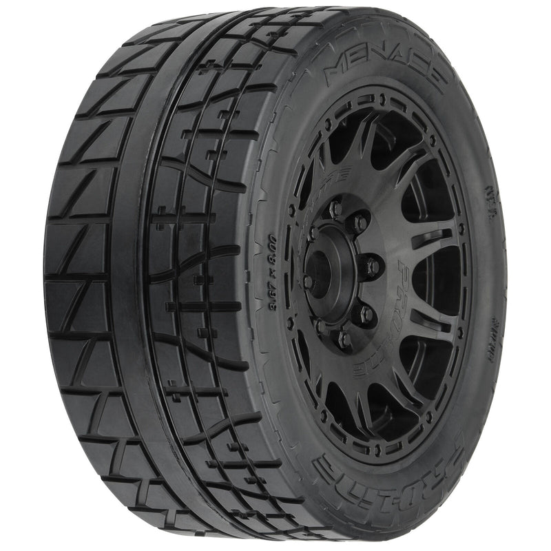 1/6 Menace HP BELTED Fr/Rr 5.7" MT Tires Mounted 24mm Blk Raid (2)