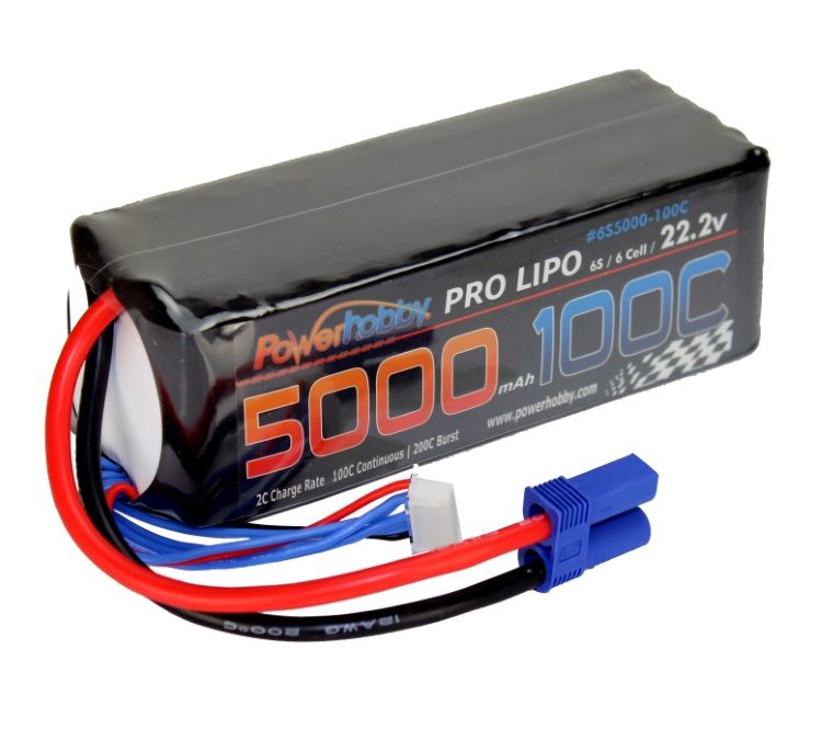5000mAh 22.2V 6S 100C LiPo Battery w/ EC5 Connector